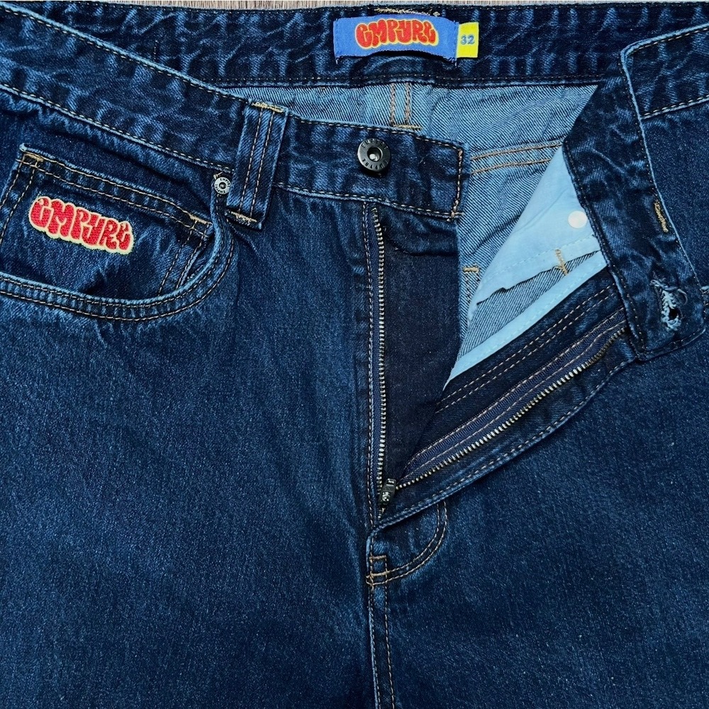 Empyre Relaxed Fit Skate Jeans 32 Dark Wash Blue Denim Double Knee 100 Cotton - Picture 3 of 11